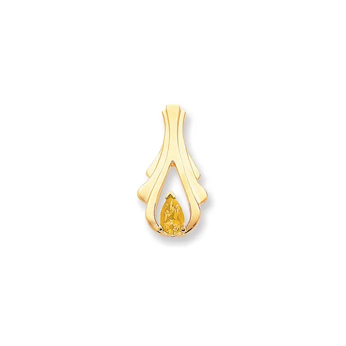 14k Yellow Gold 8x5mm Pear Citrine slide Goldia Earrings