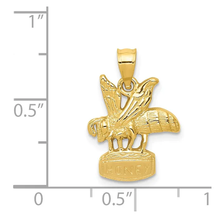 14k Yellow Gold Bee on HONEY Jar Pendant Goldia Necklaces
