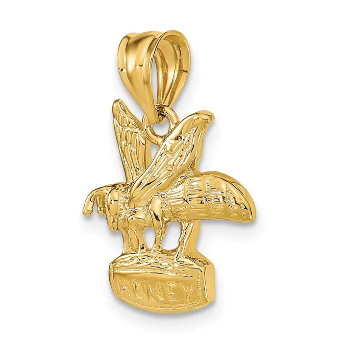 14k Yellow Gold Bee on HONEY Jar Pendant Goldia Necklaces