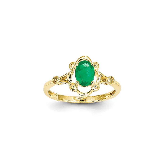 14k Yellow Gold Emer Dia Ring Goldia Rings