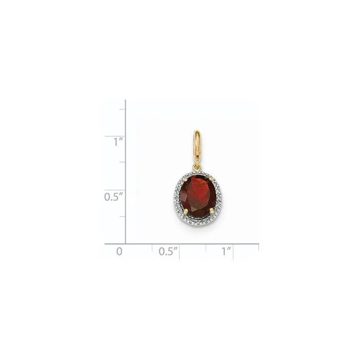 14K Yellow Gold Garnet wReal Diamond Halo Pendant Goldia Necklaces