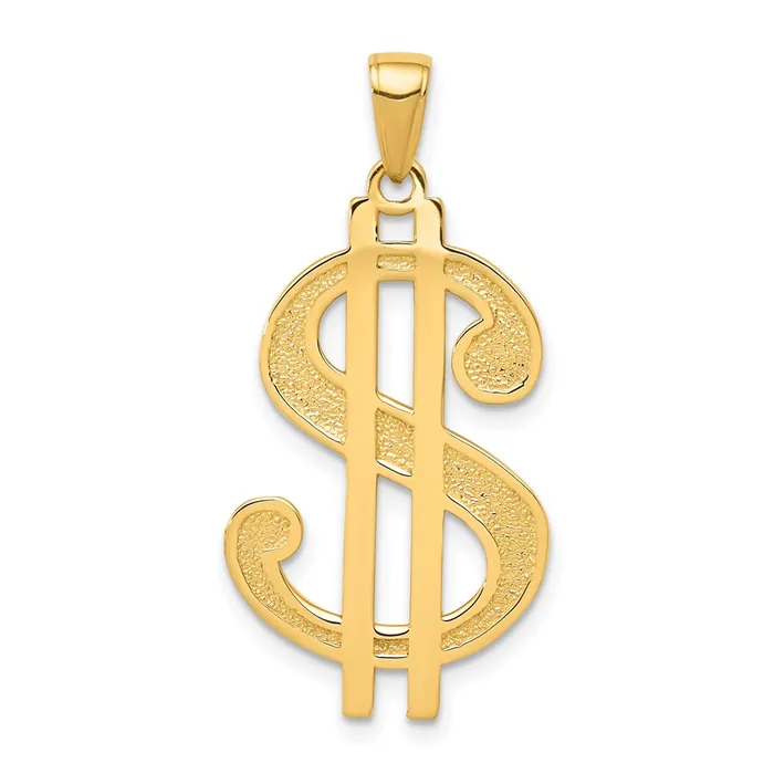 14k Yellow Gold Gold Polished and Textured Dollar Sign Pendant Goldia PreStyled Sets 14k Yellow Gold Gold Polished and Textured Dollar Sign Pendant Goldia PreStyled Sets