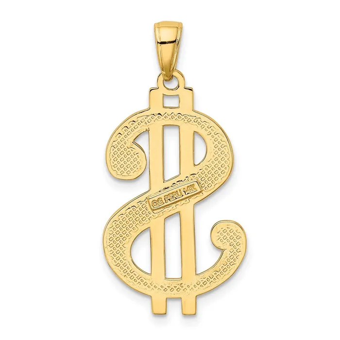 14k Yellow Gold Gold Polished and Textured Dollar Sign Pendant Goldia PreStyled Sets