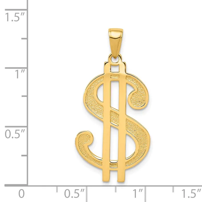 14k Yellow Gold Gold Polished and Textured Dollar Sign Pendant Goldia PreStyled Sets