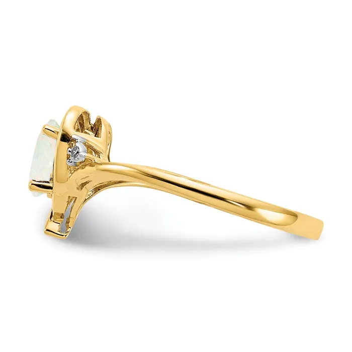 14K Yellow Gold Opal and Real Diamond Heart Ring Goldiacom Rings