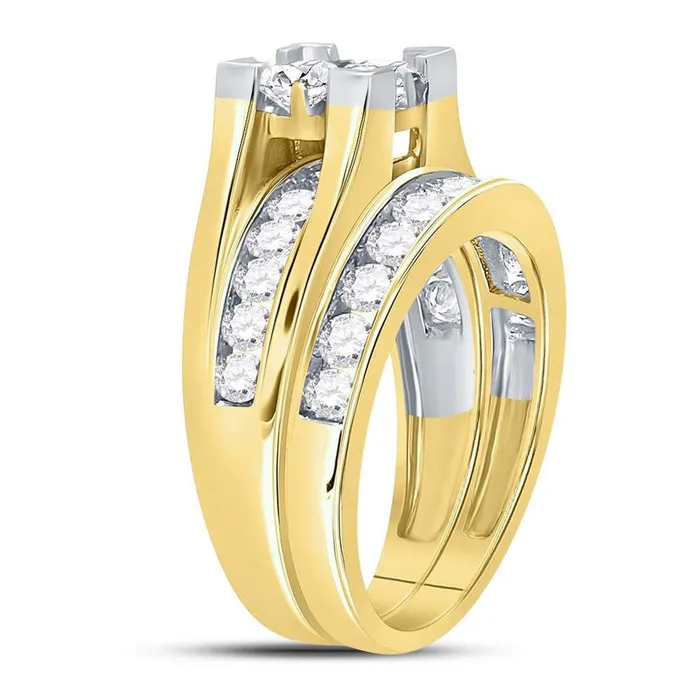 14k Yellow Gold Princess Diamond Bridal Wedding Ring Set 2 Cttw Size 6 gndatlanta Rings