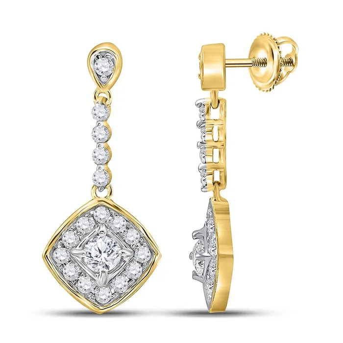 14k Yellow Gold Round Diamond Fashion Dangle Earrings 12 Cttw gndatlanta Earrings 14k Yellow Gold Round Diamond Fashion Dangle Earrings 12 Cttw gndatlanta Earrings