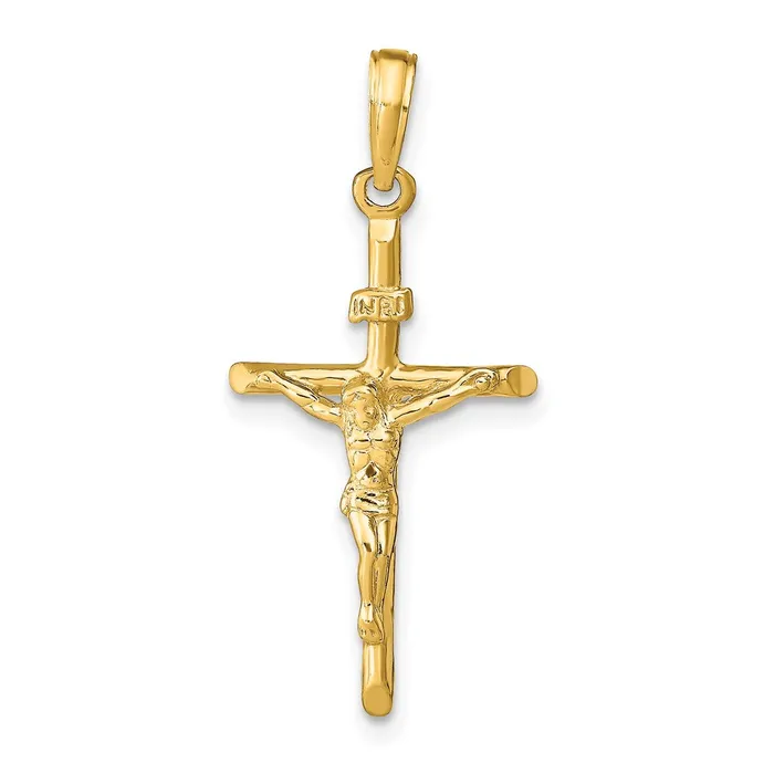 14k Yellow Gold Stick Style Crucifix Pendant Goldia Necklaces