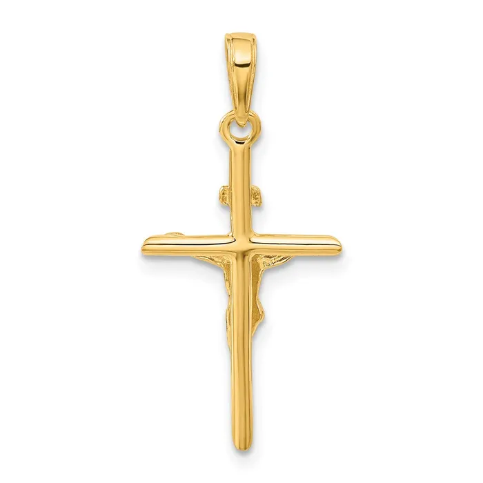 14k Yellow Gold Stick Style Crucifix Pendant Goldia Necklaces