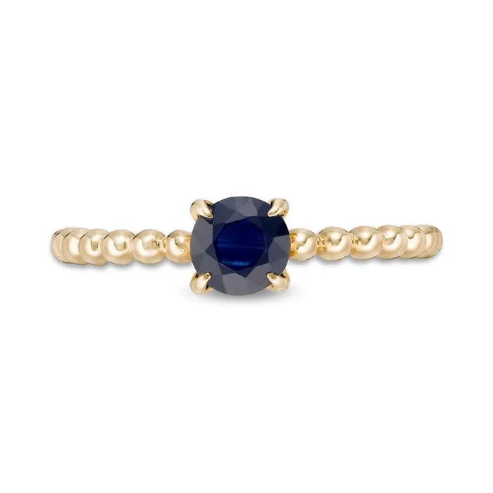50mm Blue Sapphire Bead Shank Ring in Solid 10K Yellow Gold Goldia Rings 50mm Blue Sapphire Bead Shank Ring in Solid 10K Yellow Gold Goldia Rings