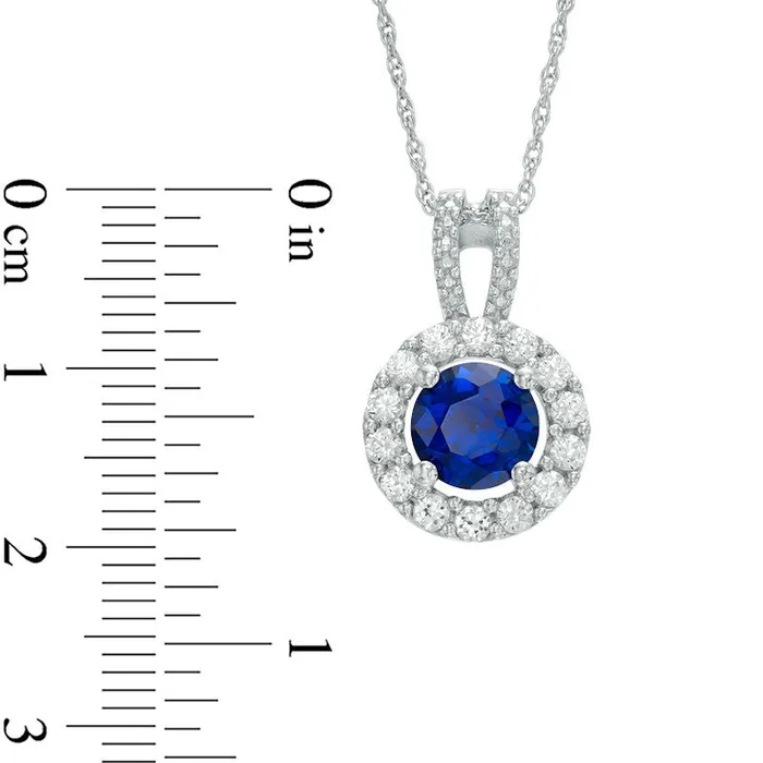 70mm LabCreated Blue and White Sapphire Frame Pendant in Sterling Silver Goldia Necklaces 70mm LabCreated Blue and White Sapphire Frame Pendant in Sterling Silver Goldia Necklaces
