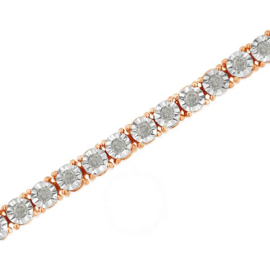 Bracelets JMS always Original 10K Rose Gold Plated 925 Sterling Silver 10 Cttw MiracleSet Diamond Round Faceted Bezel Tennis Bracelet IJ Color I3 Clarity 6