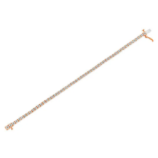 Bracelets JMS always Original 10K Rose Gold Plated 925 Sterling Silver 10 Cttw MiracleSet Diamond Round Faceted Bezel Tennis Bracelet IJ Color I3 Clarity 6