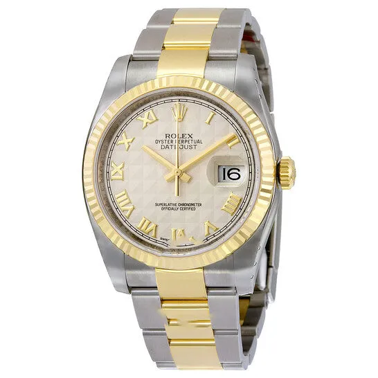 Bracelets JMS always Original Rolex Oyster Perpetual Datejust 36 Ivory Pyramid Dial Stainless Steel and 18K Yellow Gold Bracelet Automatic Mens Watch 116233IPRO Bracelets JMS always Original Rolex Oyster Perpetual Datejust 36 Ivory Pyramid Dial Stainless Steel and 18K Yellow Gold Bracelet Automatic Mens Watch 116233IPRO