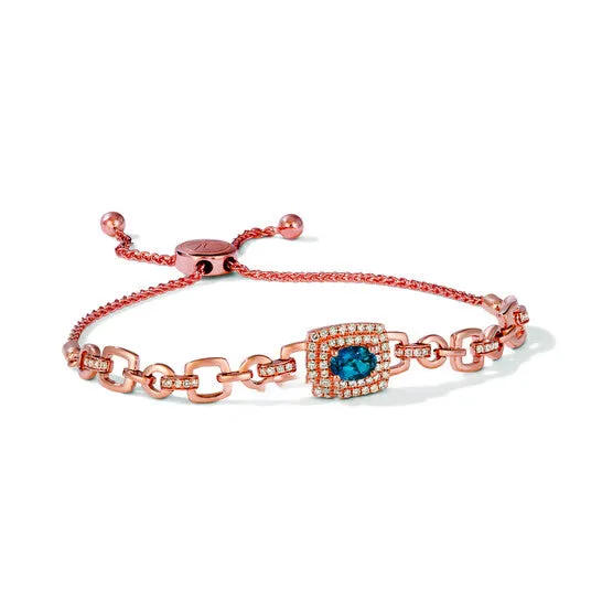 Bracelets Original Le Vian Bolo Bracelet Deep Sea Blue Topaz Nude Diamonds set in 14K Strawberry Gold YRLR 34 JMS always Bracelets Original Le Vian Bolo Bracelet Deep Sea Blue Topaz Nude Diamonds set in 14K Strawberry Gold YRLR 34 JMS always