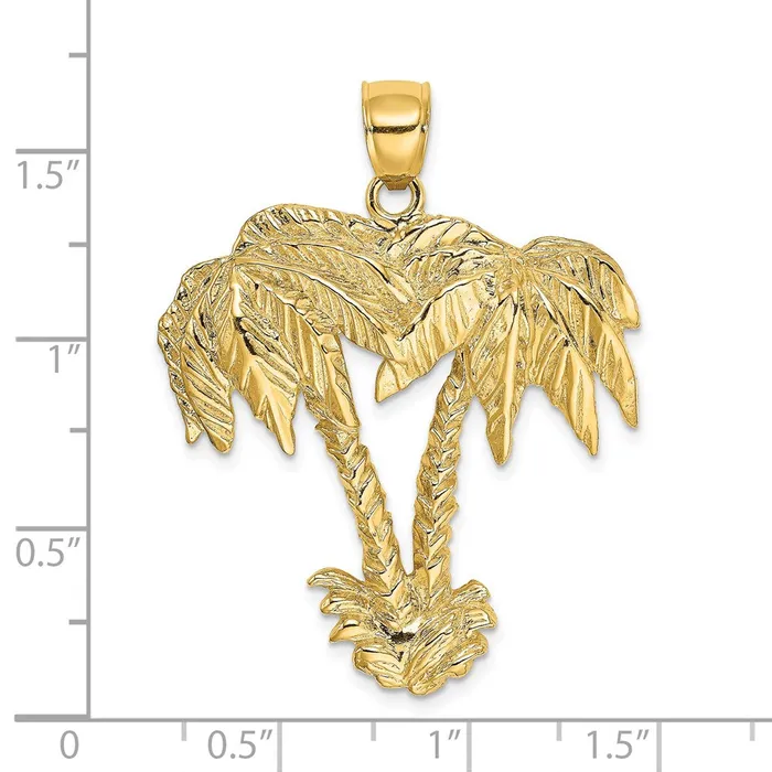 Charm Necklaces Goldia 14k Yellow Gold 2D Double Palm Trees Charm