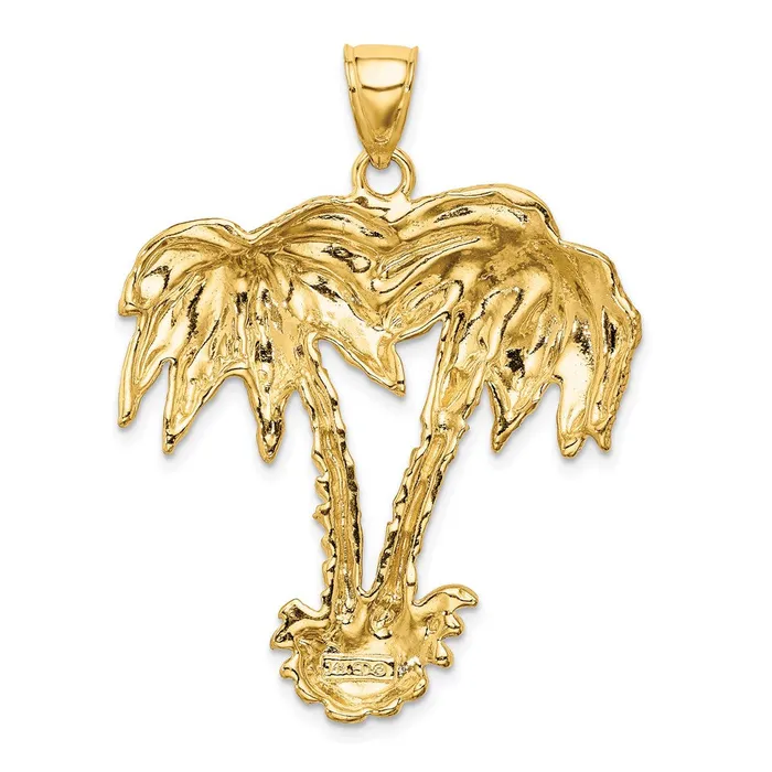 Charm Necklaces Goldia 14k Yellow Gold 2D Double Palm Trees Charm