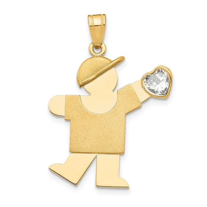 Charm Necklaces Goldia 14k Yellow Gold Boy with CZ April Birthstone Charm Charm Necklaces Goldia 14k Yellow Gold Boy with CZ April Birthstone Charm