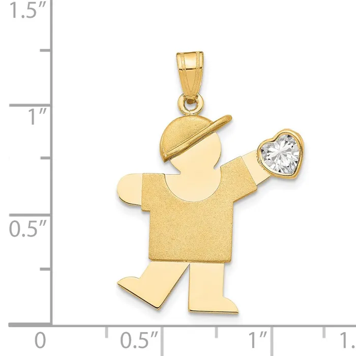 Charm Necklaces Goldia 14k Yellow Gold Boy with CZ April Birthstone Charm