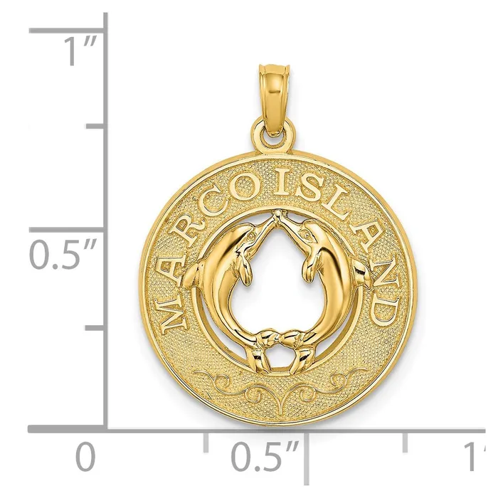 Charm Necklaces Goldia 14k Yellow Gold MARCO ISLAND Circle w Dolphins Charm