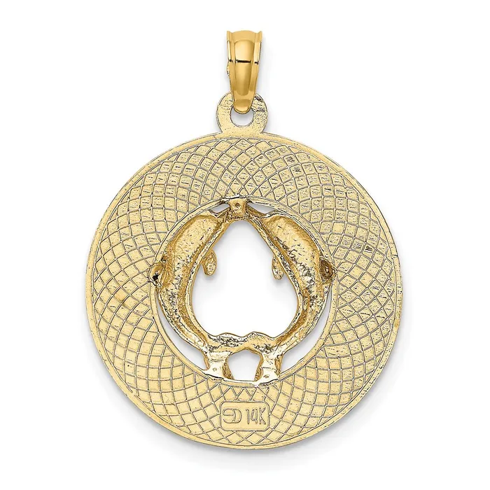 Charm Necklaces Goldia 14k Yellow Gold MARCO ISLAND Circle w Dolphins Charm