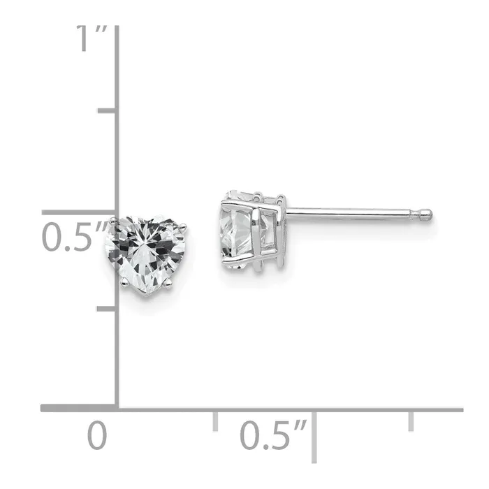 Earrings 14k White Gold 5mm Heart Cubic Zirconia Earrings Goldia