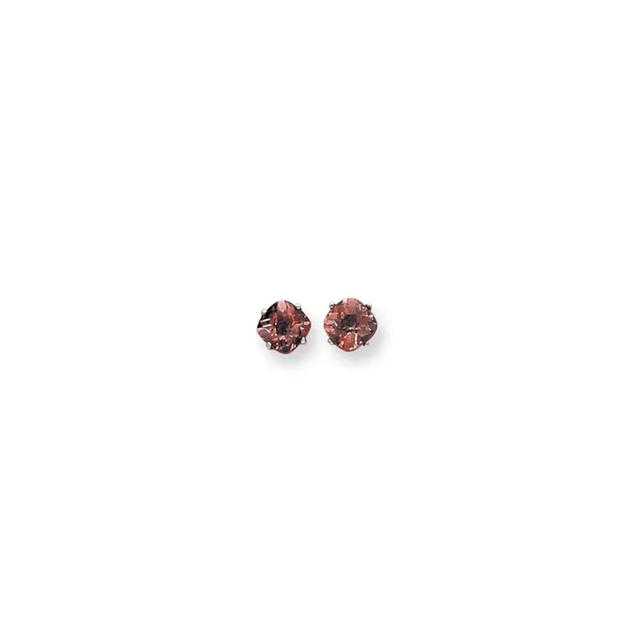 Earrings 14k White Gold 6x6mm Cushion Garnet Checker Earrings Goldia