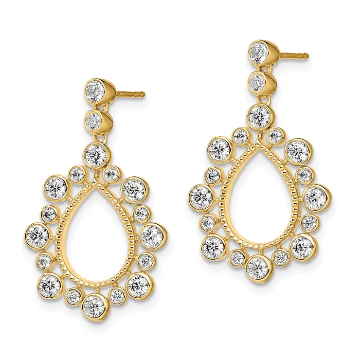 Earrings 14k Yellow Gold 1 18 Ct Lab Grown Diamond VSSI G Teardrop Bezel Post Dangle Earrings Goldia