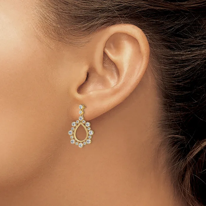Earrings 14k Yellow Gold 1 18 Ct Lab Grown Diamond VSSI G Teardrop Bezel Post Dangle Earrings Goldia