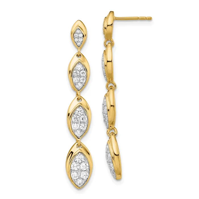 Earrings 14k Yellow Gold 78 Ct Lab Grown Diamond VSSI G Pave Drop Post Earrings Goldia