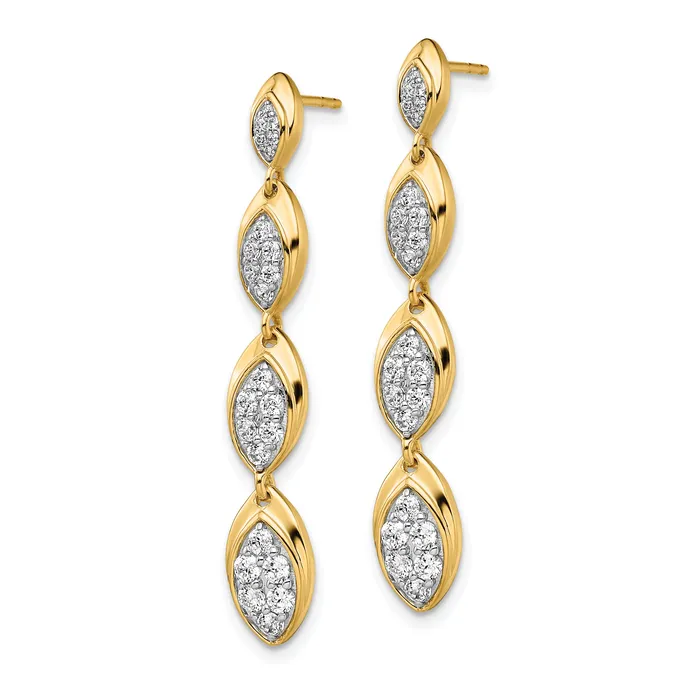 Earrings 14k Yellow Gold 78 Ct Lab Grown Diamond VSSI G Pave Drop Post Earrings Goldia