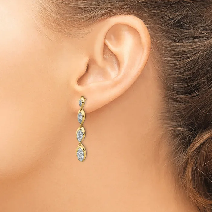 Earrings 14k Yellow Gold 78 Ct Lab Grown Diamond VSSI G Pave Drop Post Earrings Goldia
