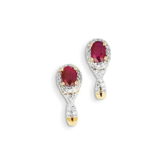 Earrings 14k Yellow Gold Real Diamond u0026 Ruby Earrings Goldia