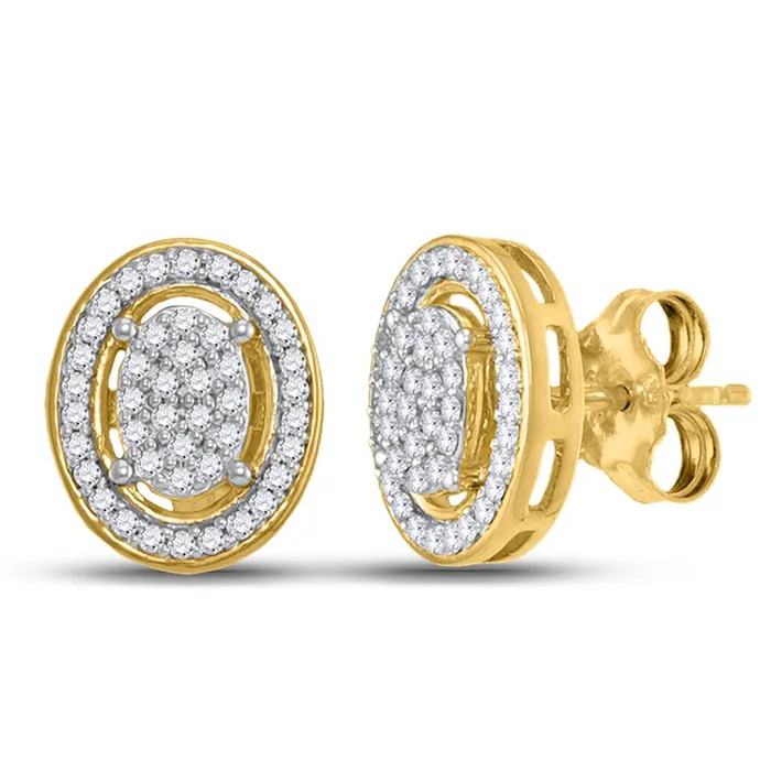 Earrings gndatlanta 10k Yellow Gold Round Diamond Oval Cluster Earrings 14 Cttw Earrings gndatlanta 10k Yellow Gold Round Diamond Oval Cluster Earrings 14 Cttw