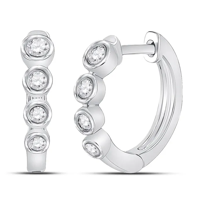 Earrings gndatlanta 14k White Gold Round Diamond Fashion Hoop Earrings 14 Cttw Earrings gndatlanta 14k White Gold Round Diamond Fashion Hoop Earrings 14 Cttw