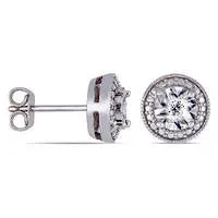 Earrings Goldia 005 CT TW Diamond Beaded Frame VintageStyle Stud Earrings in Sterling Silver Earrings Goldia 005 CT TW Diamond Beaded Frame VintageStyle Stud Earrings in Sterling Silver