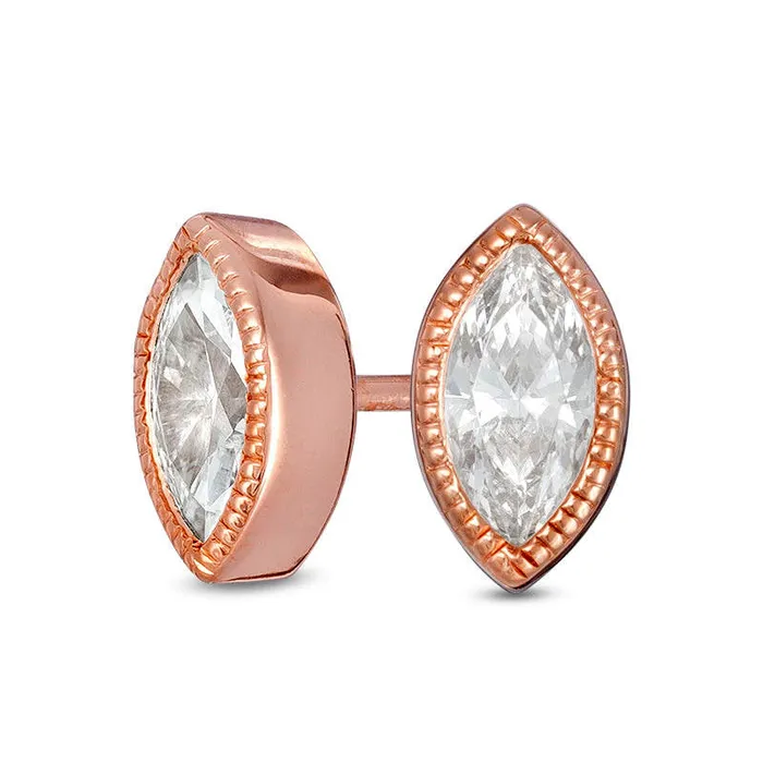 Earrings Goldia 038 CT TW Marquise Diamond Solitaire VintageStyle Stud Earrings in 10K Rose Gold Earrings Goldia 038 CT TW Marquise Diamond Solitaire VintageStyle Stud Earrings in 10K Rose Gold