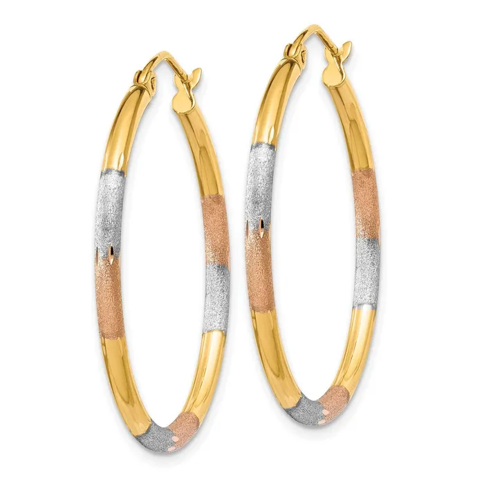 Earrings Goldia 14k TriColor Gold 2mm Diamondcut Earrings