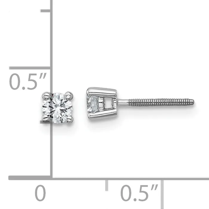 Earrings Goldia 14k White Gold 13 ctw Certified Lab Grown Diamond VSSI G Round 4 Prong Heavy Wt Screwback Stud Earrings