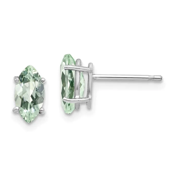 Earrings Goldia 14k White Gold 8x4mm Marquise Green Quartz Earring