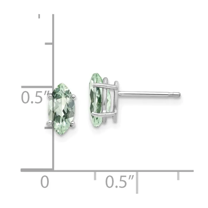 Earrings Goldia 14k White Gold 8x4mm Marquise Green Quartz Earring