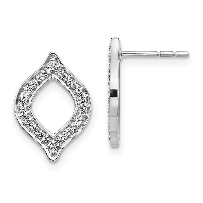 Earrings Goldia 14k White Gold Real Diamond Fancy Post Earrings