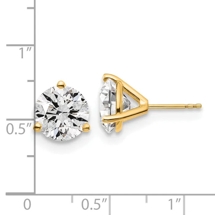 Earrings Goldia 14k Yellow Gold 6 ctw Lab Grown Diamond VSSI G Round 3 Prong Heavy Wt Stud Earrings