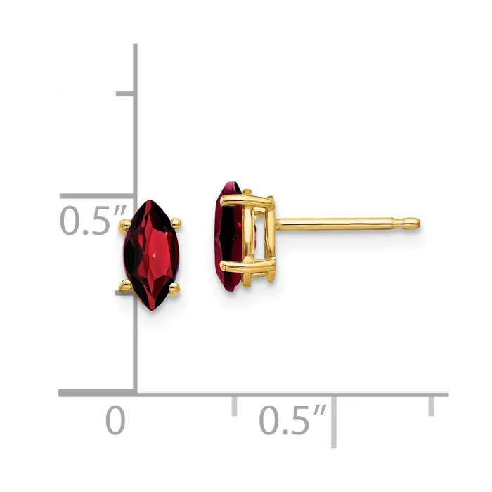Earrings Goldia 14k Yellow Gold 7x35mm Marquise Garnet Earrings