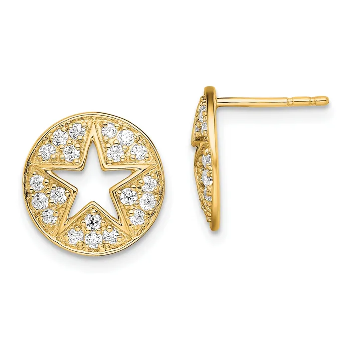 Earrings Goldia 14k Yellow Gold Lab Grown Diamond VSSI G Circle Star Post Earrings Earrings Goldia 14k Yellow Gold Lab Grown Diamond VSSI G Circle Star Post Earrings