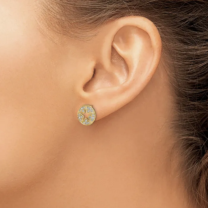 Earrings Goldia 14k Yellow Gold Lab Grown Diamond VSSI G Circle Star Post Earrings