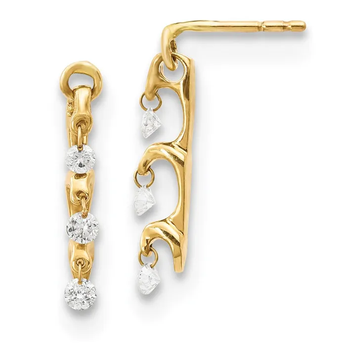 Earrings Goldia 14k Yellow Gold Real Diamond Dangle Earrings