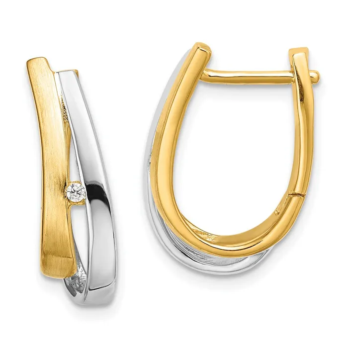 Earrings Goldia 14k Yellow Gold With White Rhodium Real Diamond Hinged Hoop Earrings Earrings Goldia 14k Yellow Gold With White Rhodium Real Diamond Hinged Hoop Earrings