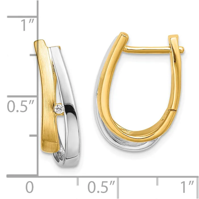 Earrings Goldia 14k Yellow Gold With White Rhodium Real Diamond Hinged Hoop Earrings