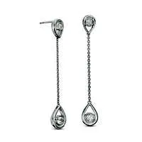 Earrings Goldia BezelSet LabCreated White Sapphire Open Teardrop Frame Linear Drop Earrings in Sterling Silver